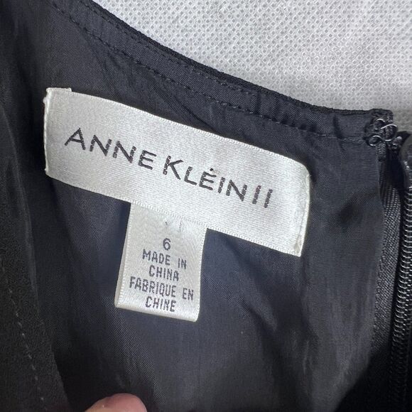 Anne Klein II Black Short Sleeve Vneck Classy Basic Black Dress Pockets Size 6 - Picture 8 of 11